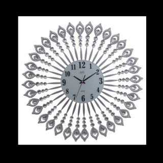 Nástěnné hodiny ve tvaru mandaly s číselným ciferníkem stříbrné