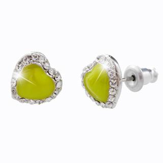 Náušnice Zelené srdíčko Swarovski® Crystal