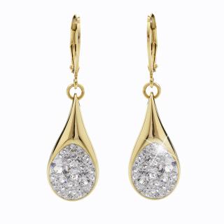 Ocelové náušnice Drop s kameny Swarovski® Gold Crystal