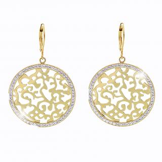 Ocelové náušnice Ornament s kameny Swarovski® Gold