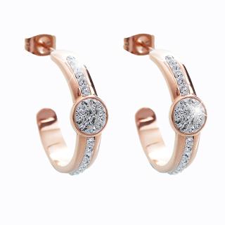 Ocelové náušnice Pallo Swarovski® Rose Gold Crystal
