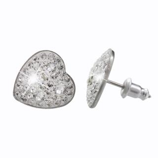 Ocelové náušnice Srdce s kameny Swarovski® Crystal