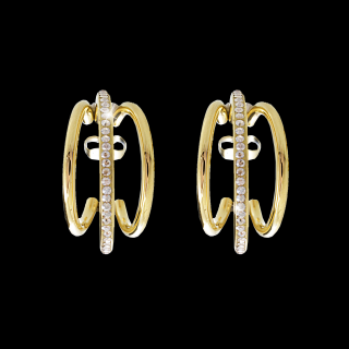 Ocelové náušnice Triple rings Swarovski® Crystal Gold