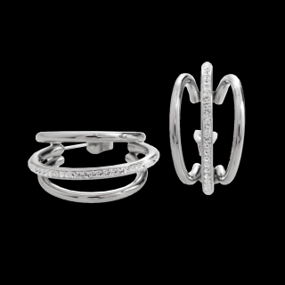 Ocelové náušnice Triple rings Swarovski® Crystal