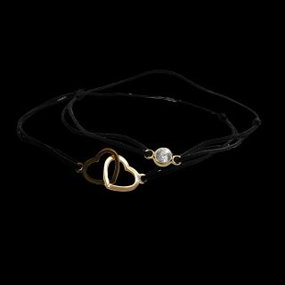 Ocelové šňůrkové partnerské náramky Láska Swarovski gold