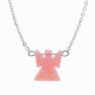 Ocelový náhrdelník Andílek opálkový rosa