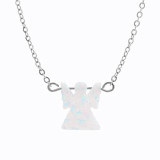 Ocelový náhrdelník Andílek opálkový white