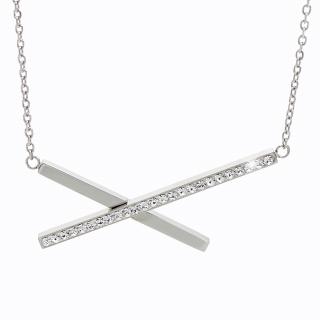 Ocelový náhrdelník Crossed Lines Swarovski® Crystal Rhodium