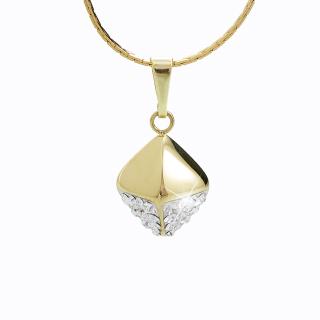 Ocelový náhrdelník Cube Swarovski® Gold Crystal
