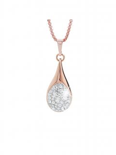 Ocelový náhrdelník Drop s kameny Swarovski® Rose Gold Crystal