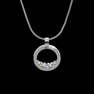 Ocelový náhrdelník kruh s kameny Swarovski® Aurore Boreale