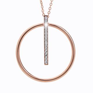 Ocelový náhrdelník Kruh s linkou Swarovski® Rose Gold