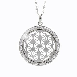Ocelový náhrdelník Květ života Swarovski® Crystal