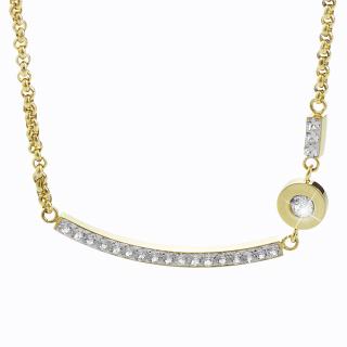 Ocelový náhrdelník Linka s šatonem Swarovski® Gold Crystal