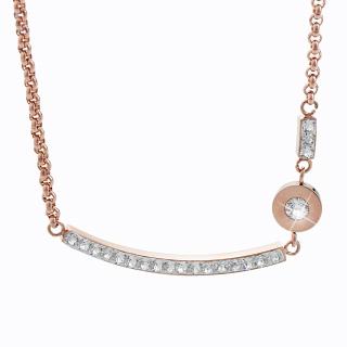 Ocelový náhrdelník Linka s šatonem Swarovski® Rose Gold Crystal