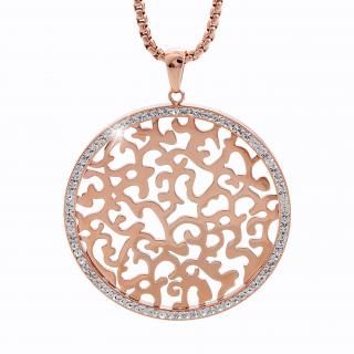Ocelový náhrdelník Ornament s kameny Swarovski® Rose Gold