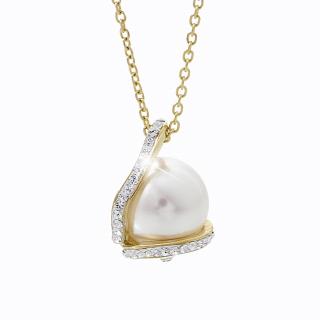 Ocelový náhrdelník Perla ve škebli Swarovski® Crystal Gold