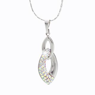 Ocelový náhrdelník Špičatý dvojitý ovál Swarovski® Aurore Boreale