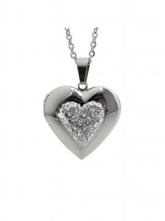 Ocelový náhrdelník Srdce v srdci Swarovski® Crystal