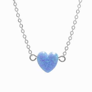 Ocelový náhrdelník Srdíčko opálové Blue