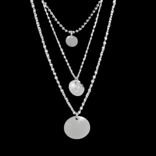 Ocelový náhrdelník trojřetízkový se Swarovski kamínky