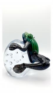 Skleněná žába - zeleno-černá
