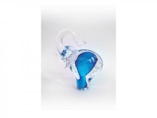 Skleněný slon malý modrý bublina