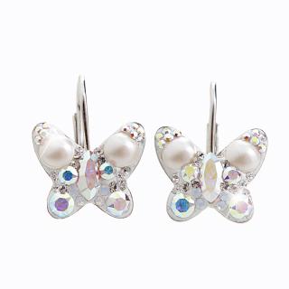 Stříbrné náušnice Motýl Swarovski AB
