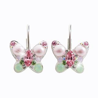 Stříbrné náušnice Motýl Swarovski multi
