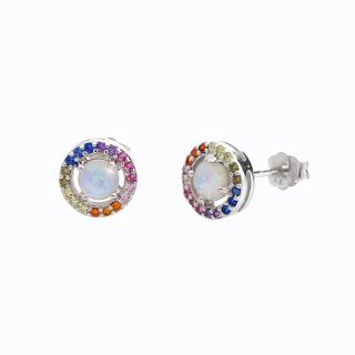 Stříbrné naušnice s opálem color Swarovski
