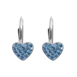 Stříbrné náušnice Srdíčko Swarovski aqua