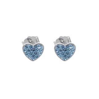 Stříbrné náušnice Srdíčko Swarovski crystal aqua