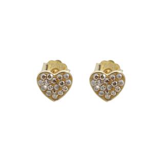 Stříbrné náušnice Srdíčko Swarovski gold crystal