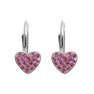 Stříbrné náušnice Srdíčko Swarovski rosa