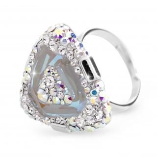 Stříbrný luxusní prsten trojúhelník s kameny Swarovski Crystal Bílý