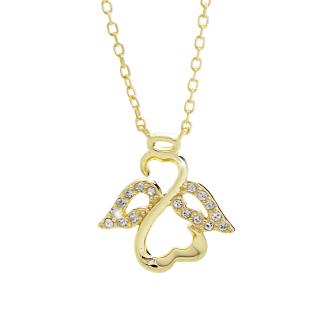 Stříbrný náhrdelník Andílek se zirkony crystal gold