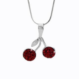 Stříbrný náhrdelník Červené Třešně Swarovski crystal