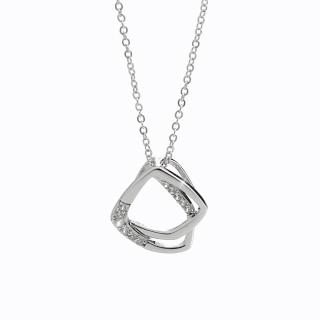 Stříbrný náhrdelník Dva Čtverce Swarovsi crystal