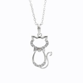 Stříbrný náhrdelník kočička Swarovski