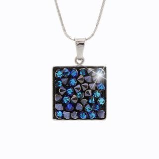 Stříbrný náhrdelník Kostička Swarovski bermuda blue