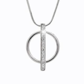 Stříbrný náhrdelník Kruh s linkou kamenů Swarovski crystal