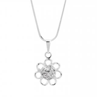 Stříbrný náhrdelník Květina Swarovski crystal