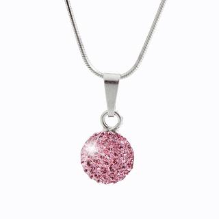 Stříbrný náhrdelník Lentilka Swarovski crystal rosa