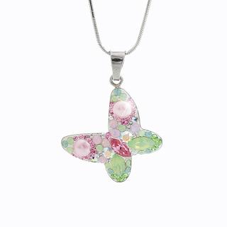 Stříbrný náhrdelník Motýl Swarovski multi