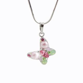Stříbrný náhrdelník Motýlek Swarovski multi