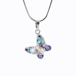 Stříbrný náhrdelník Motýlek Swarovski purple
