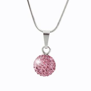 Stříbrný náhrdelník Půlkulička Swarovski crystal rosa