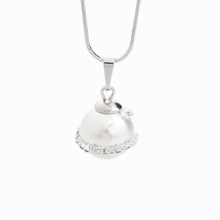 Stříbrný náhrdelník s perlou a křišťálky Swarovski® components I.
