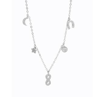 Stříbrný náhrdelník se symboly lásky a života Swarovski