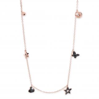 Stříbrný náhrdelník se symboly ze křišťálků Swarovski Rose gold